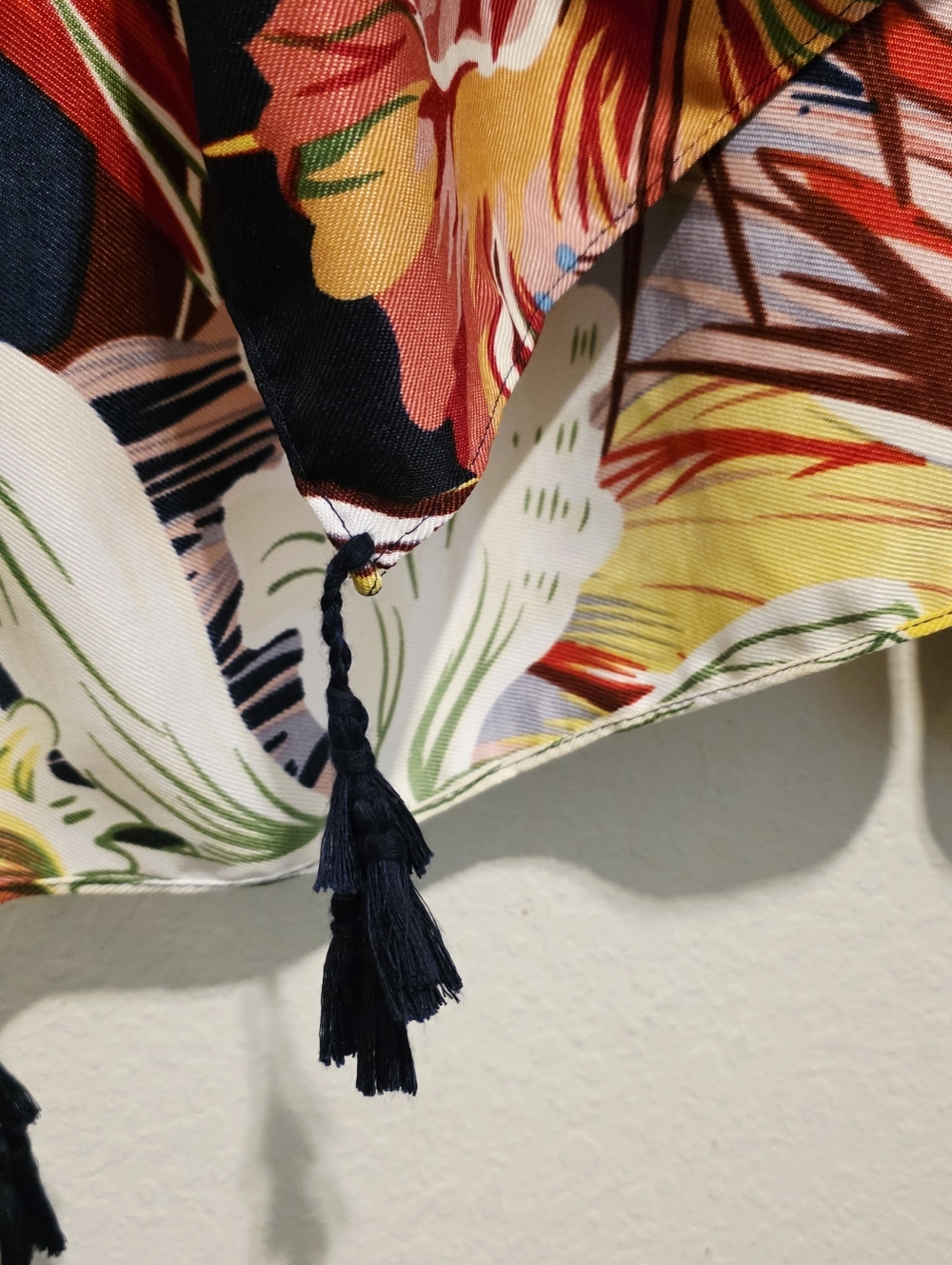 Max Studio Tropical Caftan Kimono Cover Up Floral Birds Resortwear Beach - Picture 4 of 16